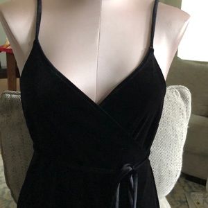 Black velvet calf length dress